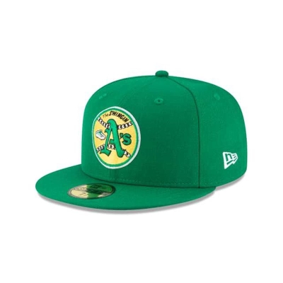 Green Oakland Athletics Hat - New Era MLB 1971 Cooperstown Wool 59FIFTY Fitted Caps USA2718530